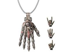 Genérico Taoist Mechanical Bionic Hand Pendant,Steampunk Mechanical Hands Pendant Necklace,Movable Finger Joints Robot Hand Charm Jewelry Gift for Men Women
