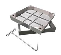 Genérico Tapa de alcantarilla Cuadrada Invisible, Acero Inoxidable, 30 x 30 cm, 5 cm de Alto, con Ganchos decoración de Interiores y Exteriores, Patios, entradas de vehículos y Jardine