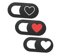 Genérico Tapa Deslizante para Portátil y Web ABS Resistente Color Negro Diseño de Corazón Pack de 3 Unidades para Protección de Privacidad y Ordenadores y Tablets