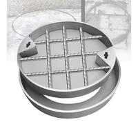 Genérico Tapa Redonda Invisible de Acero Inoxidable para Pozo de Registro, Tapa de Acceso empotrada con Gancho para Jardines, terrazas, garajes y Carreteras - 50x50x5cm. Solución de inspección de Cal