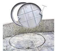Genérico Tapa y Marco Redondos de Acero Inoxidable de 34", Tapa Duradera para Tanque séptico con Gancho Extractor, Tapa Resistente para Pozo de Aguas residuales, 2" de Alto, Resistente a la intemperi