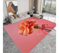 Genérico Tapetes de área 160 x 230 cm, Alfombras Rectangulares de Pelo Corto Rosa, Alfombra Antideslizante Plantas Y Flores con Clavel para Dormitorio Habitación de Niños Comedor Decoración del Hogar