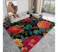 Genérico Tapetes de área 80 x 150 cm, Alfombras Rectangulares de Pelo Corto Plantas Flores Peonías Animales Y Aves, Alfombra Antideslizante Tropical para Dormitorio Niños Comedor Decoración del Hogar
