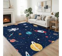 Genérico Tapetes Lavables a Máquina para Sala de Estar Caricatura, Alfombrilla de Entrada Interior Espacio Planetas Astronauta Alfombras Antideslizantes Rectangulares 180 x 240 cm