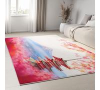 Genérico Tapetes Lavables a Máquina para Sala de Estar Estilo Tradicional, Alfombrilla de Entrada Interior Arquitectura En Acuarela Flores, Alfombras Antideslizantes Rectangulares 60 x 90 cm
