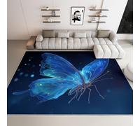 Genérico Tapetes Lavables a Máquina para Sala de Estar Fantasía, Alfombrilla de Entrada Interior Animal Mariposas Alas Rayas Alfombras Antideslizantes Rectangulares 80 x 150 cm