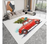 Genérico Tapetes Minimalismo Alfombras Salon de Pelo Corto 120 x 170 cm, Antideslizante Estampada Coche Rojo Árbol De Navidad Alfombra Pie de Cama Rectangular para Domitorio Pasillo Entrada Casa