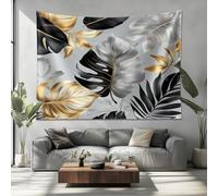 Genérico Tapices Lavable Microfibra Dorado Planta Hojas Colgar Pared Multiuso Tapiz Estético Blanco GrisáCeo Para Habitacion Fiesta Dormitorio Oficinas en Casa 200x150cm