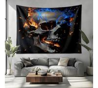 Genérico Tapices Lavable Microfibra Llama De Calavera De Terror Colgar Pared Multiuso Tapiz Estético Gris Para Habitacion Fiesta Dormitorio Oficinas en Casa 200x150cm