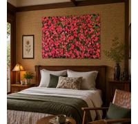 Generico Tapiz de pared cuadros modernos salón decoración dormitorio tapices,tapestry Wall Decor 160 x 230 cm, Floral Pink, Red, Green,