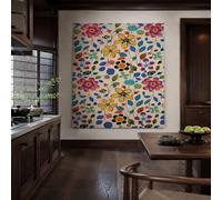 Genérico Tapiz de pared Decoración para sala de estar, dormitorio, artes decorativas, Tapestry Wall Decor 160 x 200 cm, Modern Floral Beige, Pink, Yellow, azul, púrpura, negro, naranja, verde,