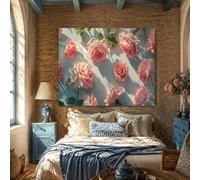 Genérico Tapiz de Pared Decoración para Salón, Dormitorio, Casa, Tapestry Wall Decor 70 x 100 cm, Floral Pink, Green,