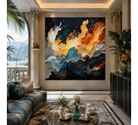 Genérico Tapiz de Pared Decoración para Salón, Dormitorio, Tapestry Wall Decor 100 x 150 cm, Modern Abstract Blue, Naranja, Yellow, White, Gray, Yellow,