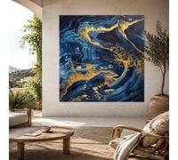 Generico Tapiz de pared para decoración del hogar, salón, dormitorio, tapices y tapicería, 150 x 220 cm, azul abstracto, amarillo,