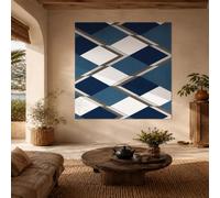 Generico Tapiz de pared para decoración del hogar, salón, dormitorio, tapices y tapicería, 150 x 220 cm, moderno geométrico azul, blanco, gris,