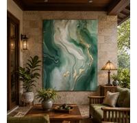 Genérico Tapiz de Pared Personalizado 180 x 230 cm, Custom Image Logo Text Personalized Tapestry, Abstract Modern Green, Yellow, White,
