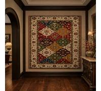 Genérico Tapiz de Pared Personalizado 180 x 230 cm, Custom Image Logo Text Personalized Tapestry, Floral Red, Green, Brown, Beige, Azul, Yellow,