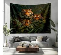 Genérico Tapiz Dormitorio 200x150cm Jungla Animales Tigre Pintura Al óLeo Tapiz Colgante Verde Microfibra Decoración de Pared para Comedor Corredor Balcón Salón Apartamento