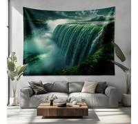 Genérico Tapiz Tela Decoracion Pared MontañAs Y Agua Fluyendo Tapiz Microfibra lavable ligero Verde para Estudiante Habitación de Invitados Comedor Decoración Interior 230x180cm