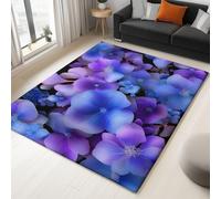 Genérico Tappeto da soggiorno lavabile 80 x 150 cm Piante Fiori Gigli a Pelo Corto Viola morbido e antiscivolo Tappeto per Camera da letto Sala da pranzo cucina ufficio