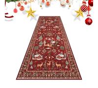 Genérico Tappeto Di Natale Antiscivolo - Tappetino Festivo Invernale Lavabile | Motivi Con Pupazzo Di Neve, Albero E Babbo Natale | Ideale per Corridoio, Cucina, Camera Da Letto, Bagno E Ingresso