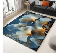 Genérico Tappeto per Camera da letto Astratto Surreale Fiori Boccioli tappeto per soggiorno tappeti morbidi antiscivolo a Pelo Corto lavabili per bagno Sala da pranzo corridoio BLU 180 x 240 cm