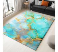 Genérico Tappeto per Camera da letto Marmo Acquerello Turchese tappeto per soggiorno tappeti morbidi antiscivolo a Pelo Corto lavabili per bagno Sala da pranzo corridoio Verde Smeraldo 120 x 170 cm