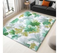 Genérico Tappeto per Camera da letto Retrò Elegante Pianta Foglia tappeto per soggiorno tappeti morbidi antiscivolo a Pelo Corto lavabili per bagno Sala da pranzo corridoio Bianco160 x 230 cm