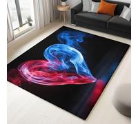 Genérico Tappeto per Camera da letto Semplice Minimalista A Forma Di Cuore Rosso E BLU tappeto per soggiorno tappeti morbidi antiscivolo a lavabili per bagno Sala da pranzo corridoio Nero160 x 230 cm