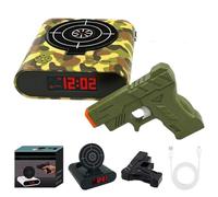 Genérico Target Alarm Clock with Gun, Personalized Gun and Target Alarm Clock for Bedroom, Creative Clocks LED Display Ringtones Customization 2 Alarming Modes, for Home, Office, Living Room (Green)
