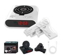 Genérico Target Alarm Clock with Gun, Personalized Gun and Target Alarm Clock for Bedroom, Creative Clocks LED Display Ringtones Customization 2 Alarming Modes, for Home, Office, Living Room (White)