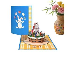 Generico Tarjeta de cumpleaños 3D, recuerdo de primavera de y conejo en 3D, tarjeta de felicitación de Pascua con mensaje sentido, para marido, esposa, , familia, profesores y padres