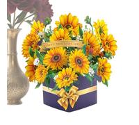 Genérico Tarjeta de Flores | Detalles Festivos 3D De Buenos Deseos,Tarjeta de Papel para el Día del Maestro - para Esposa Esposo Madre Padre Novia Cumpleaños Día de San Valentín Boda