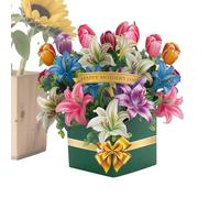 Genérico Tarjeta de Ramo de Flores,Suministros de Felicitación 3D para Fiestas | Tarjeta de Papel para el Día del Maestro - para Esposa Esposo Madre Padre Novia Cumpleaños Día de San Valentín Boda