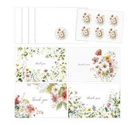 Genérico Tarjetas de agradecimiento de boda - Postal Con Impresión Floral En Acuarela | 4 Tarjetas Agradecimiento Para Profesores Con Sobre,Para Cumpleaños, Día De La Madre, Boda Y Despedida De
