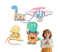Genérico Tarjetas de costura para niños, de cordones, Aprenda a coser animales de cordones de madera, Actividades de aprendizaje preescolar de niños pequeños, juegos de mesa, de viaje por carre