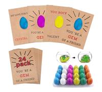 Generico Tarjetas de eclosión de huevos de dinosaurio - Paquete de 24 colores aleatorios, regalo de San para niños | Divertidas decoraciones de de dinosaurios, tarjetas de intercambio de Pascua