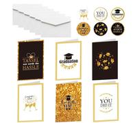 Generico Tarjetas de graduación - Tarjeta de felicitación con sobres y pegatinas | Ideal para invitaciones de para ceremonias escolares y universitarias
