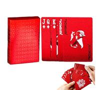 Genérico Tarjetas De Juego Rojo: Cartas Juego D E Jugadas Estándar E Impermeables Jugando A Las Cartas con Respaldo del Dragón | Poker Jugando A Las Cartasa para Juegos Y Reuniones Familiares,