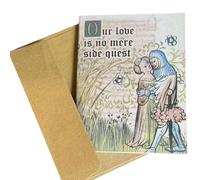 Genérico Tarjetas de San Valentín medieval, divertido coche de amor medieval con arte manuscrito escrito a mano, Tarjeta del día de San Valentín medieval hilarante con sobres (B)