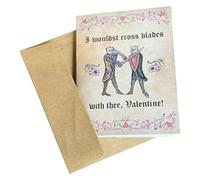 Genérico Tarjetas Medievales de San Valentín | Divertidas tarjetas de amor vintage con arte manuscrito y frases humorísticas | Tarjetas de felicitación románticas únicas para parejas, novios (01)