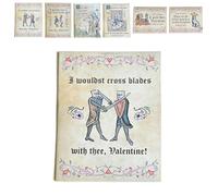 Genérico Tarjetas medievales de San Valentín, divertido coche de amor medieval con arte manuscrito escrito a mano, Tarjetas de amor de humor de chicos raros, tarjeta medieval con sobres kraft (#C)