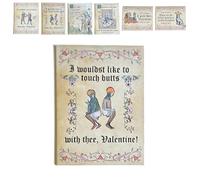 Genérico Tarjetas medievales de San Valentín, divertido coche de amor medieval con arte manuscrito escrito a mano, Tarjetas de amor de humor de chicos raros, tarjeta medieval con sobres kraft (#B)