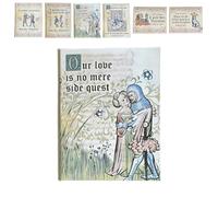 Genérico Tarjetas medievales de San Valentín, divertido coche de amor medieval con arte manuscrito escrito a mano, Tarjetas de amor de humor de chicos raros, tarjeta medieval con sobres kraft (#F)