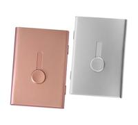 Genérico Tarjetero Deslizante Metálico para Tarjetas de Visita Organizador de Oficina Tapa a Presión Capacidad Grande Set 2 Piezas Color Plata y Rosa Dorado Accesorio Portátil para