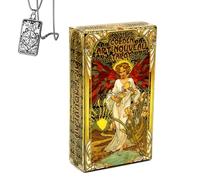 Genérico Tarot Art Nouveau Dorado - Cubierta de Bolsillo para Principiantes con Collar - Diseño Elegante, fácil de Usar