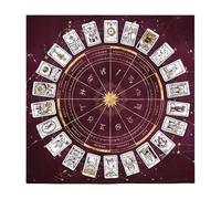 Genérico Tarot Cloth, Divination Cards Mat, Soft Flannel Fabric & Square Altars Pad Horoscope Board Style, Reading Card Clothes for Oracle Deck & Altar Setup, Color Purple Red or Light Green