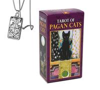 Genérico Tarot DE Gatos PAGANOS - Edición de Bolsillo, cartulina, Ideal para Principiantes, Incluye Tarjetas y Collar