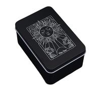 Genérico Tarot Deck Box Playing Card Container Moon Sun Printed Case Jewelry Small Trinket Storage Wooden Keepsake Chest Spiritual Oracle Holder Altar Accessory Decorative Gift Organizer Lid Box