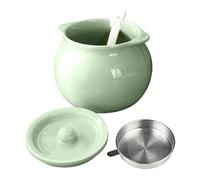 Genérico Tarro De Almacenamiento De : Contenedor De De Cerámica De 50 Oz, Tapa De Filtro Con Cuchara, Recipiente De Recolección De | Recipiente De De Tocino Reutilizable Para Cocina, Va